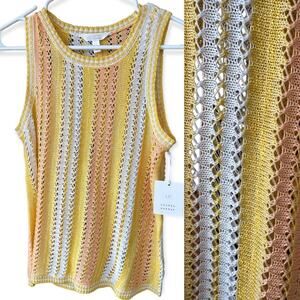 Lauren Conrad Open Knit tank. Peach, yellow and white Lightweight Size S